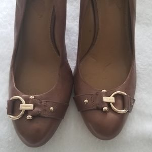 Coach Romalia Women  Leather Brown Wedge Heels